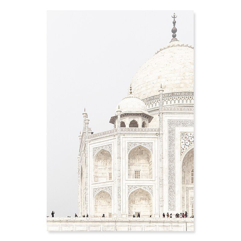 Bohemia Leaves Getrocknete Pflanzen Taj Mahal - Leinwand Wandkunst Druck