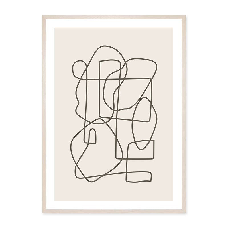 Moderne, neutrale abstrakte Linienkunst – Leinwanddruck