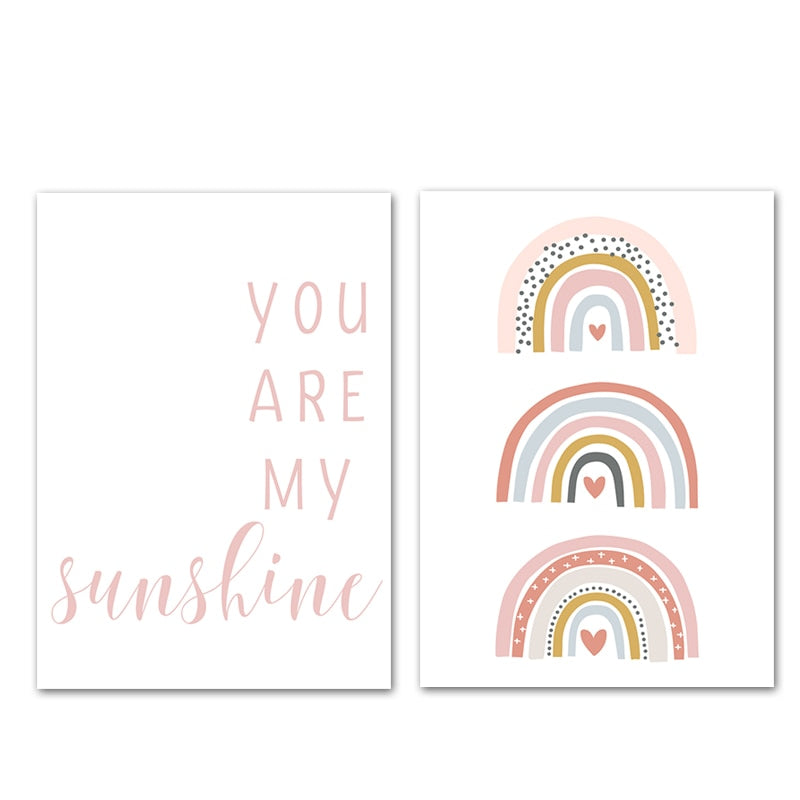 Du bist mein Sonnenschein – Regenbogen-Kinderzimmer – Leinwandbild