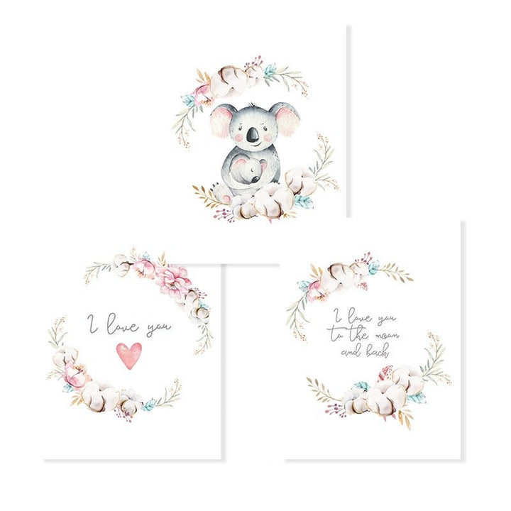 Loving Koala Mutter & Baby Girlande - Canvas Wandkunst Druck