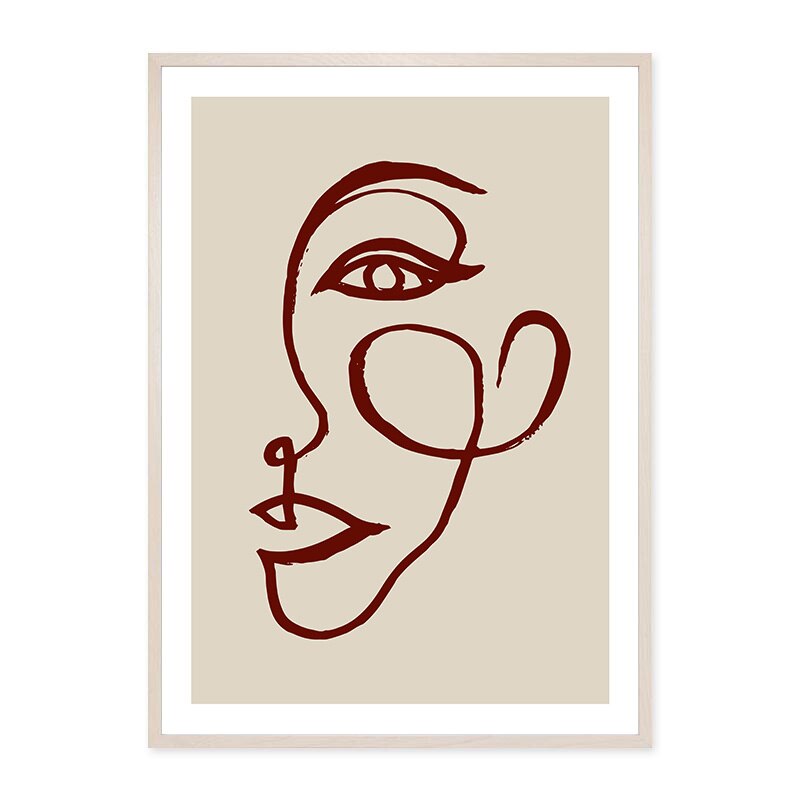 Moderne, neutrale abstrakte Linienkunst – Leinwanddruck
