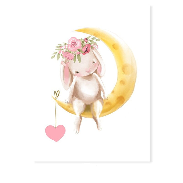 Mama und Baby-Hase niedlich - Leinwand Wandkunst Druck
