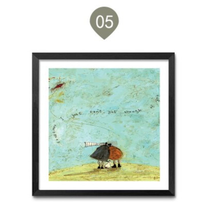Abstrakte nordische Landschaft im Vintage-Stil – Leinwanddruck