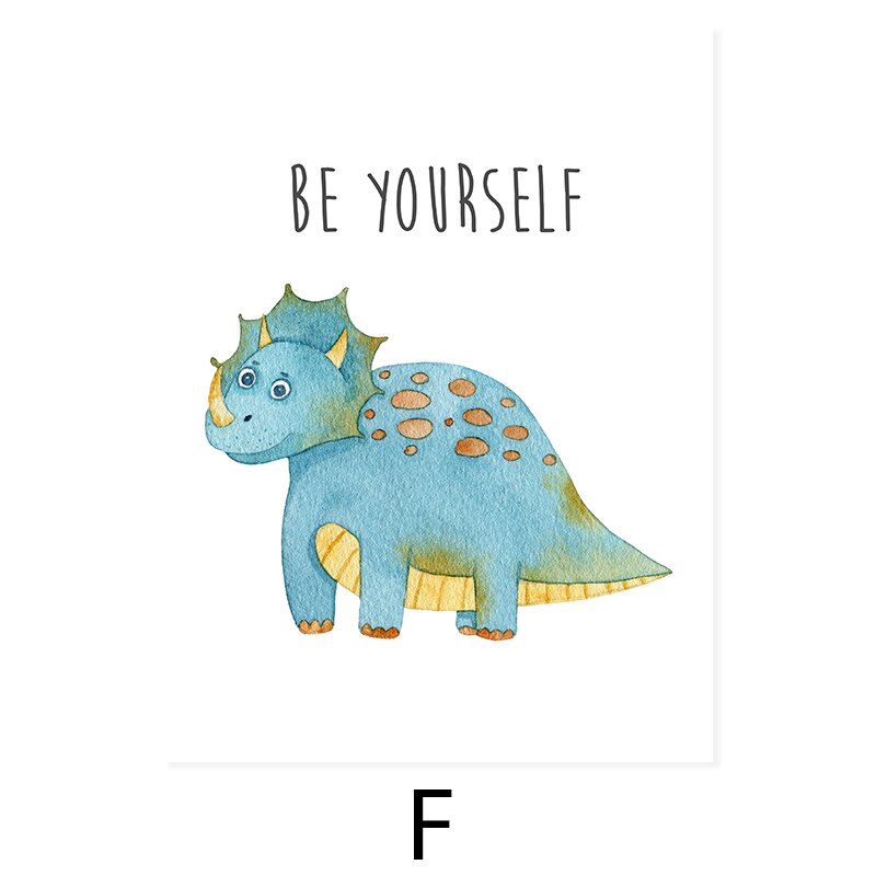 Cartoon Dinosaur Motivation - Leinwand Wandkunst Druck