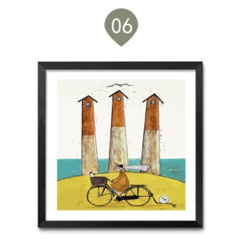Abstrakte nordische Landschaft im Vintage-Stil – Leinwanddruck