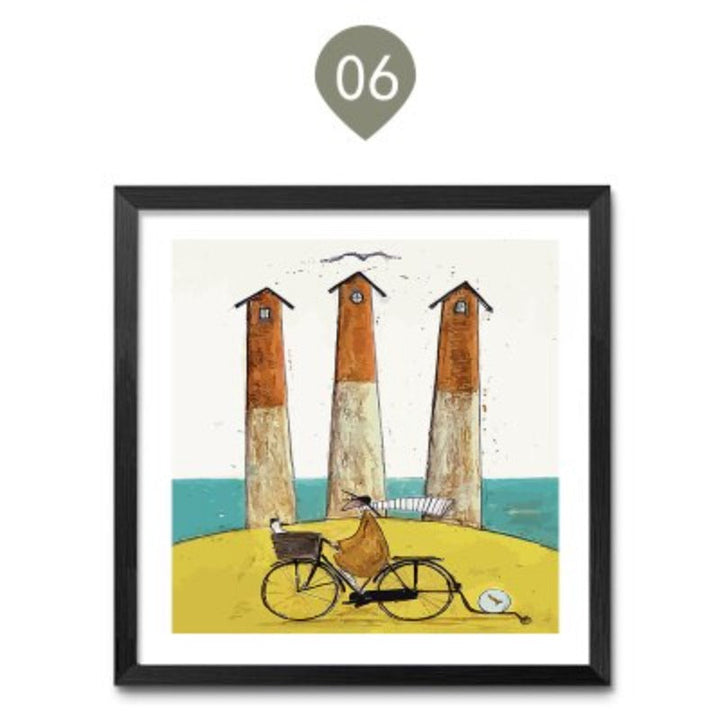 Abstrakte nordische Landschaft im Vintage-Stil – Leinwanddruck