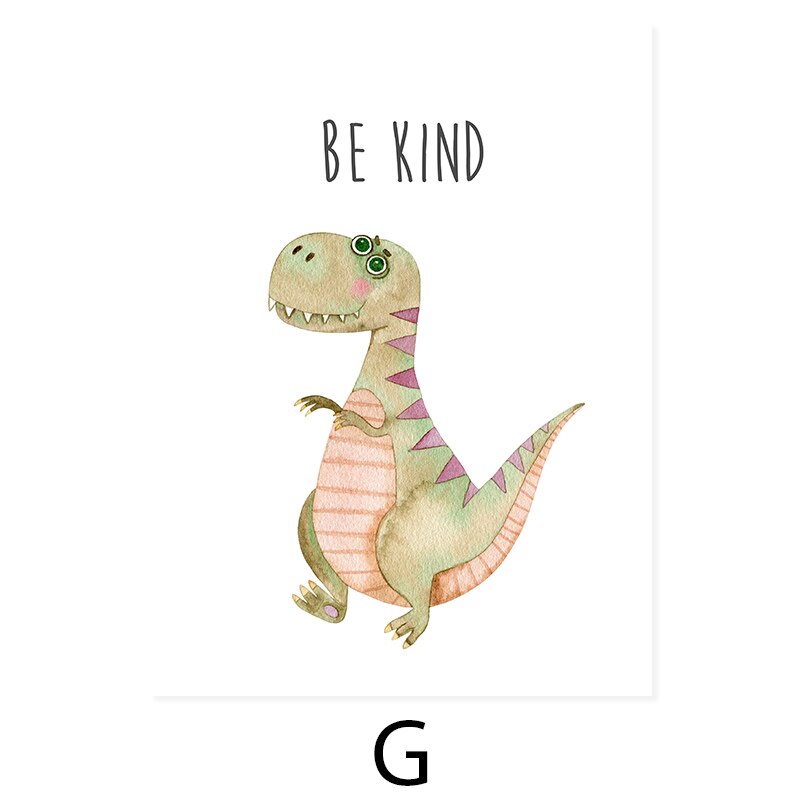 Cartoon Dinosaur Motivation - Leinwand Wandkunst Druck