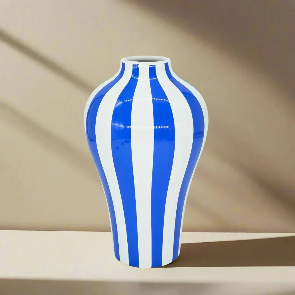 Vibrant Blue Geometric Ceramic Vase Moderne Wohnkultur | Karnz