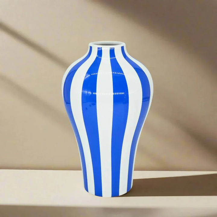 Vibrant Blue Geometric Ceramic Vase Moderne Wohnkultur | Karnz