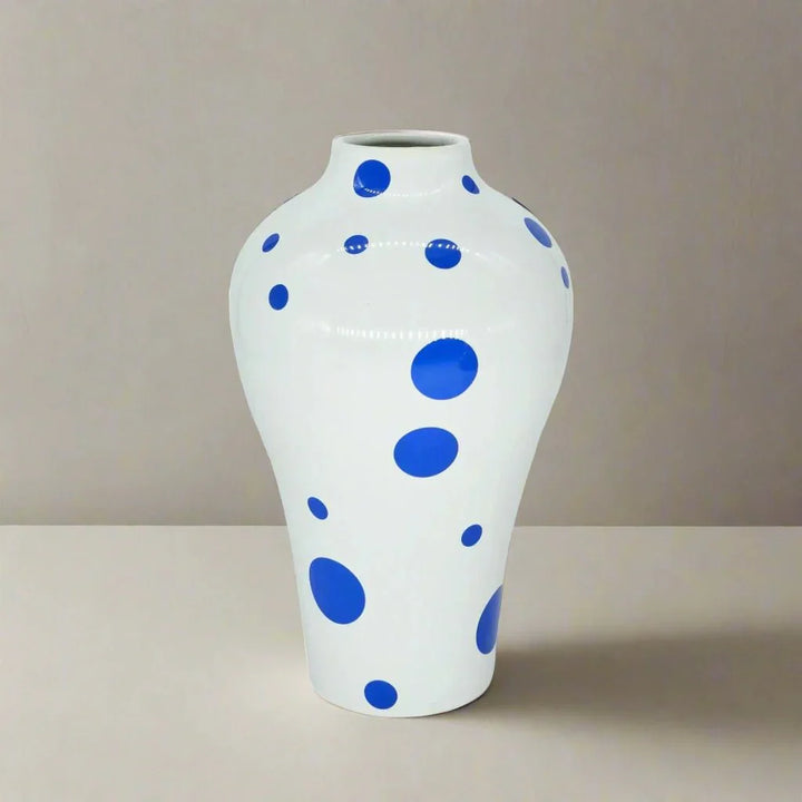 Vibrant Blue Geometric Ceramic Vase Moderne Wohnkultur | Karnz