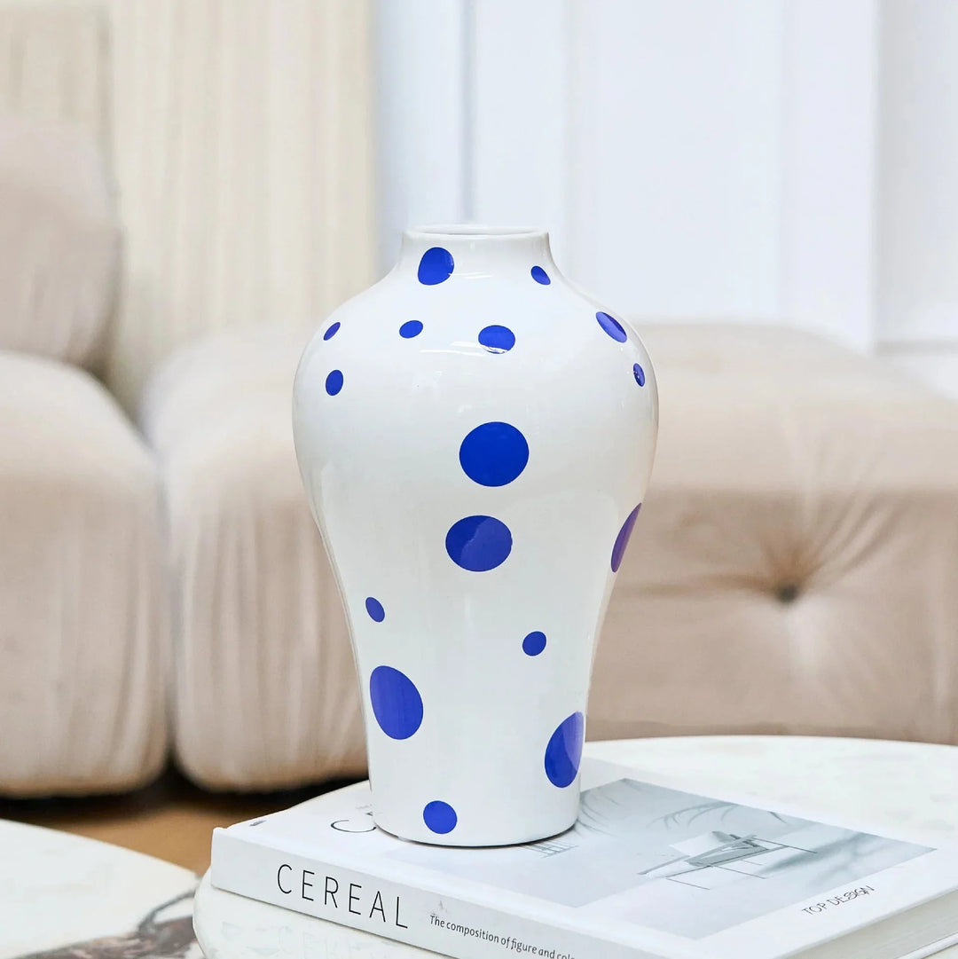 Vibrant Blue Geometric Ceramic Vase Moderne Wohnkultur | Karnz