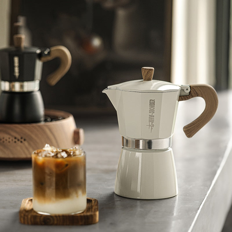 Vintage Holzgriff Espresso Maker Moka Pot Brühtools | Karnz