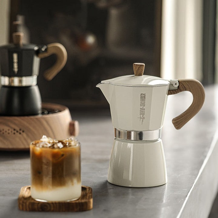 Vintage Holzgriff Espresso Maker Moka Pot Brühtools | Karnz