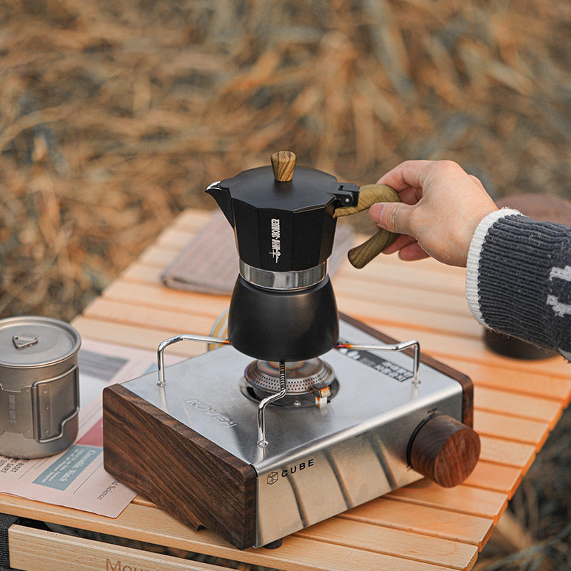 Vintage Holzgriff Espresso Maker Moka Pot Brühtools | Karnz