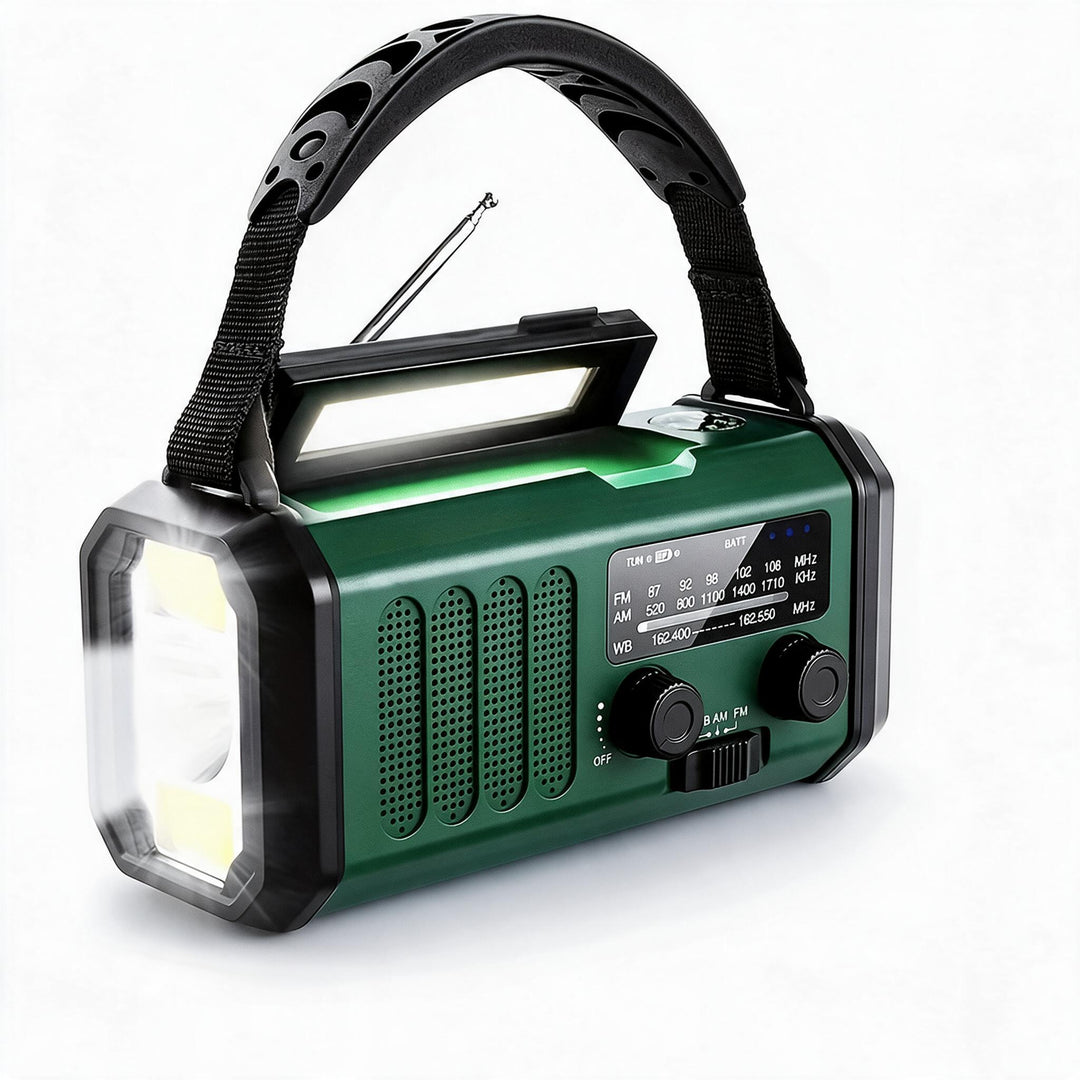 Karnz | StormMate X10 Notfallradio mit 10.000 mAh Powerbank | Solar, Kurbel & USB-C | LED-Licht, SOS-Alarm & Kompass | AM/FM/NOAA