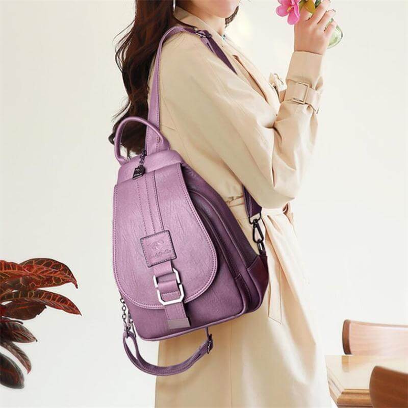 Premium Wasserabweisender Leder Rucksack für Frauen | Karnz