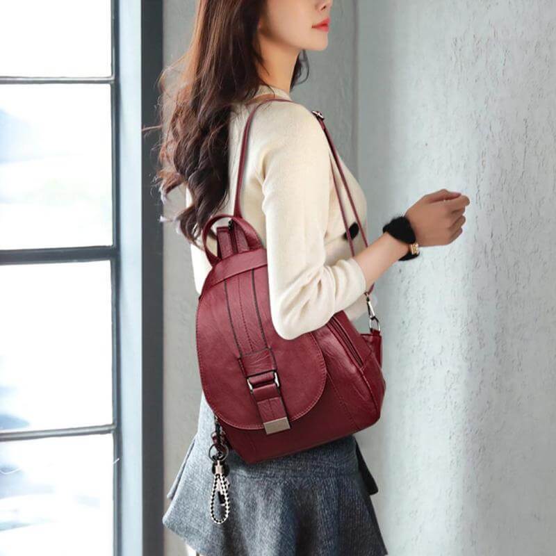 Premium Wasserabweisender Leder Rucksack für Frauen | Karnz