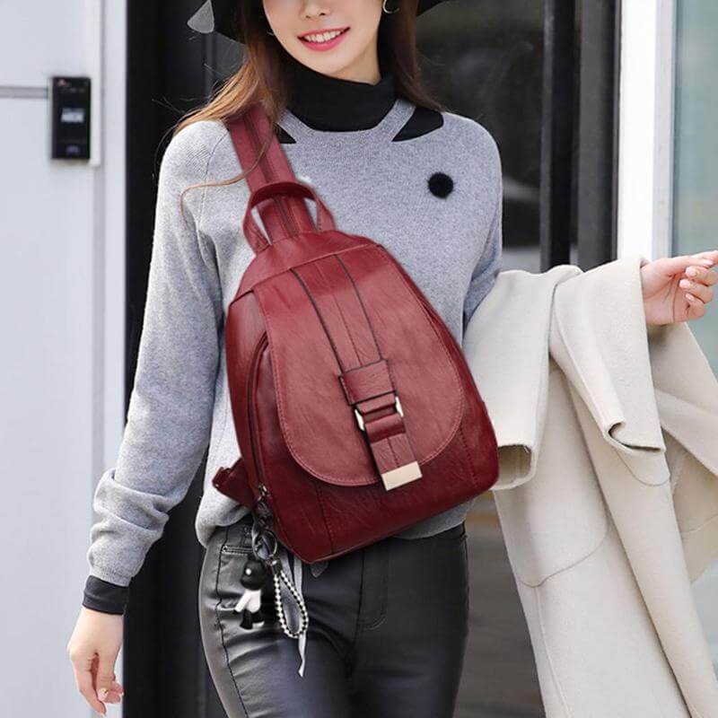Premium Wasserabweisender Leder Rucksack für Frauen | Karnz