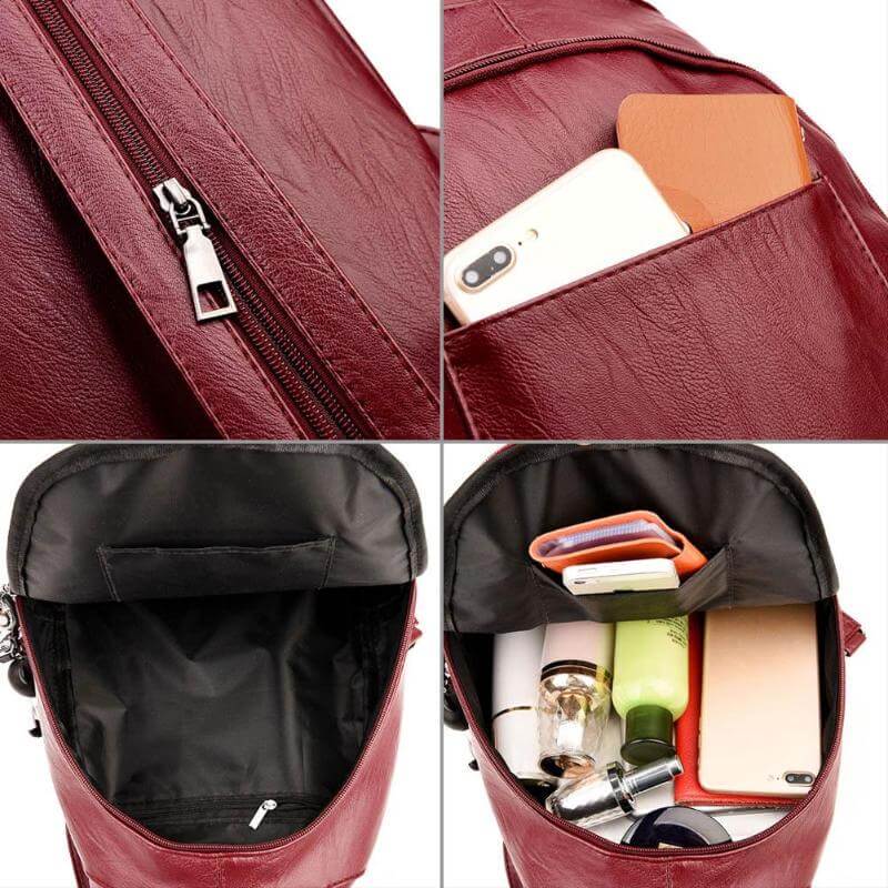 Premium Wasserabweisender Leder Rucksack für Frauen | Karnz