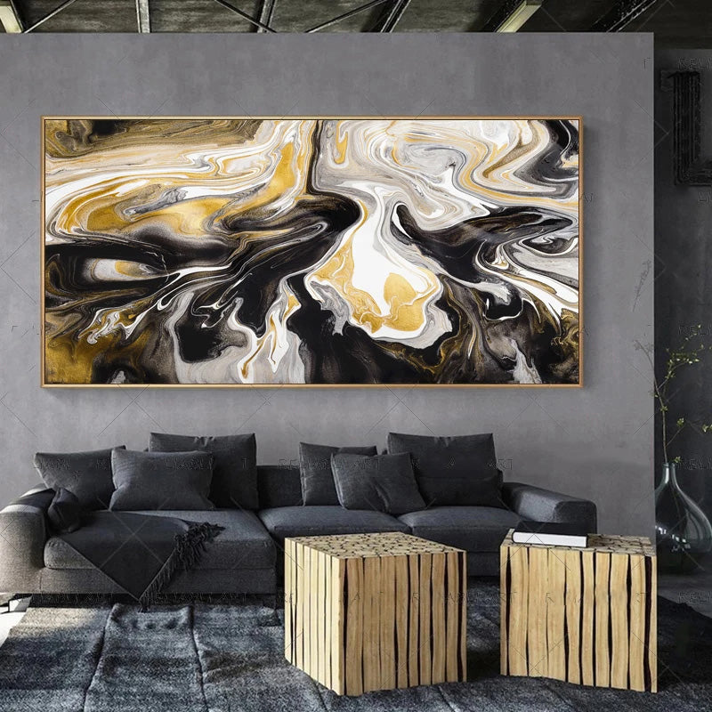 Moderne abstrakte graue beige goldene Wandkunst Fine-Art-Leinwanddrucke Bild für luxuriöse Wohnzimmer Schlafzimmer Kunst für zeitgenössische Innenräume | Karnz