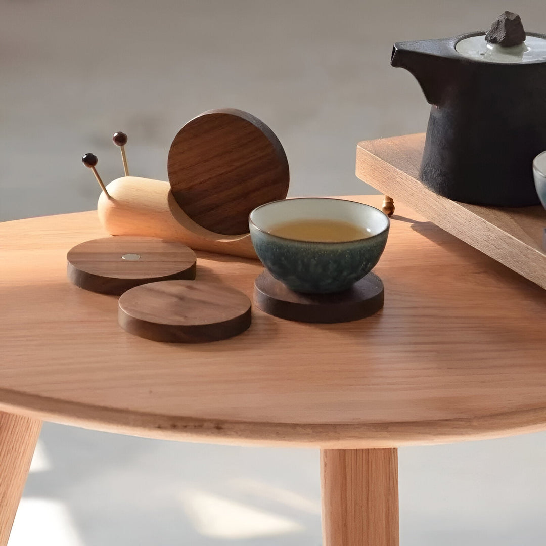 Walnuss Holz Schnecken Tee & Kaffee Becher Untersetzer - Süße Dekoration | Karnz