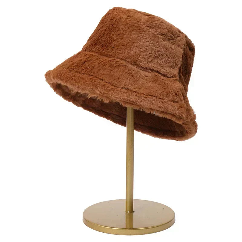 Herbst-Bucket-Hat für Damen aus Kunstkaninchenfell – Lorna
