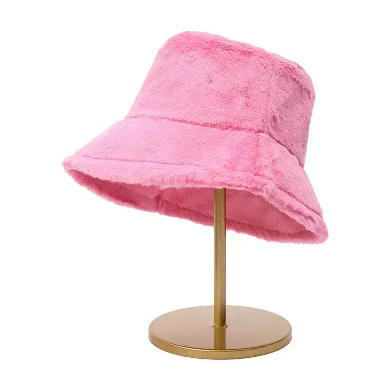 Herbst-Bucket-Hat für Damen aus Kunstkaninchenfell – Lorna