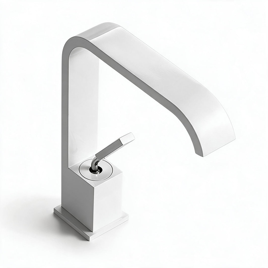 Wasserfall Auslauf Weitverbreiteter Waschbecken Wasserhahn Moderner Metall Weitverbreiteter Waschbecken Wasserhahn