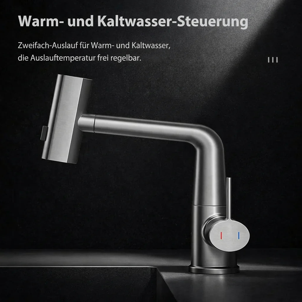 Ausziehbare Küchenarmatur mit LED & 5 Strahlmodi | Karnz