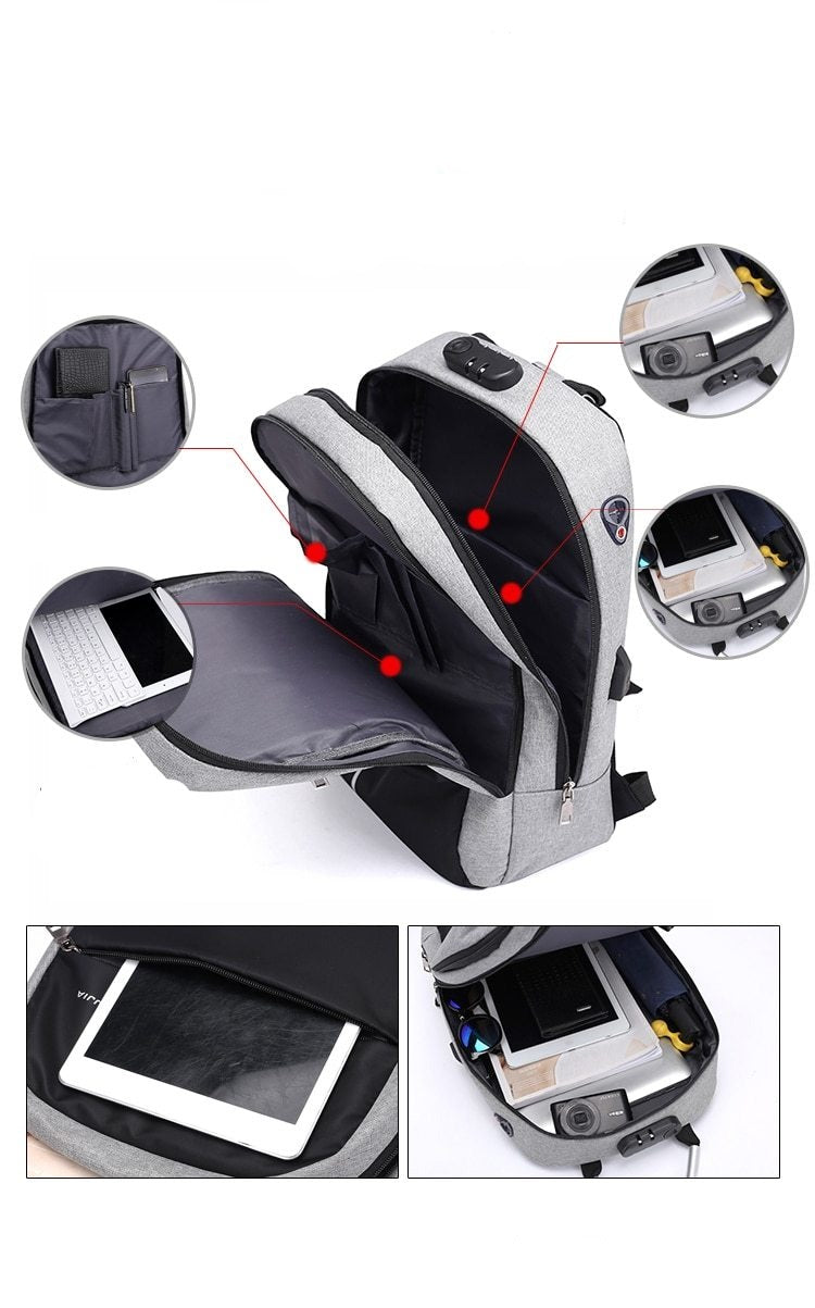 Wasserabweisender Diebstahlschutz-Rucksack mit USB-Ladeanschluss – SafeCarry | Karnz