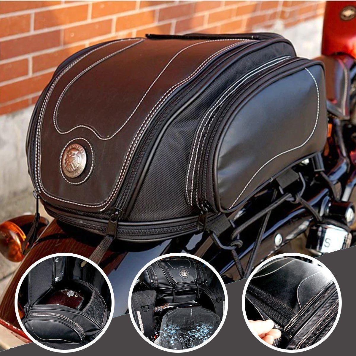 Wasserabweisende Motorradsatteltasche mit erweiterbarem Stauraum | Karnz