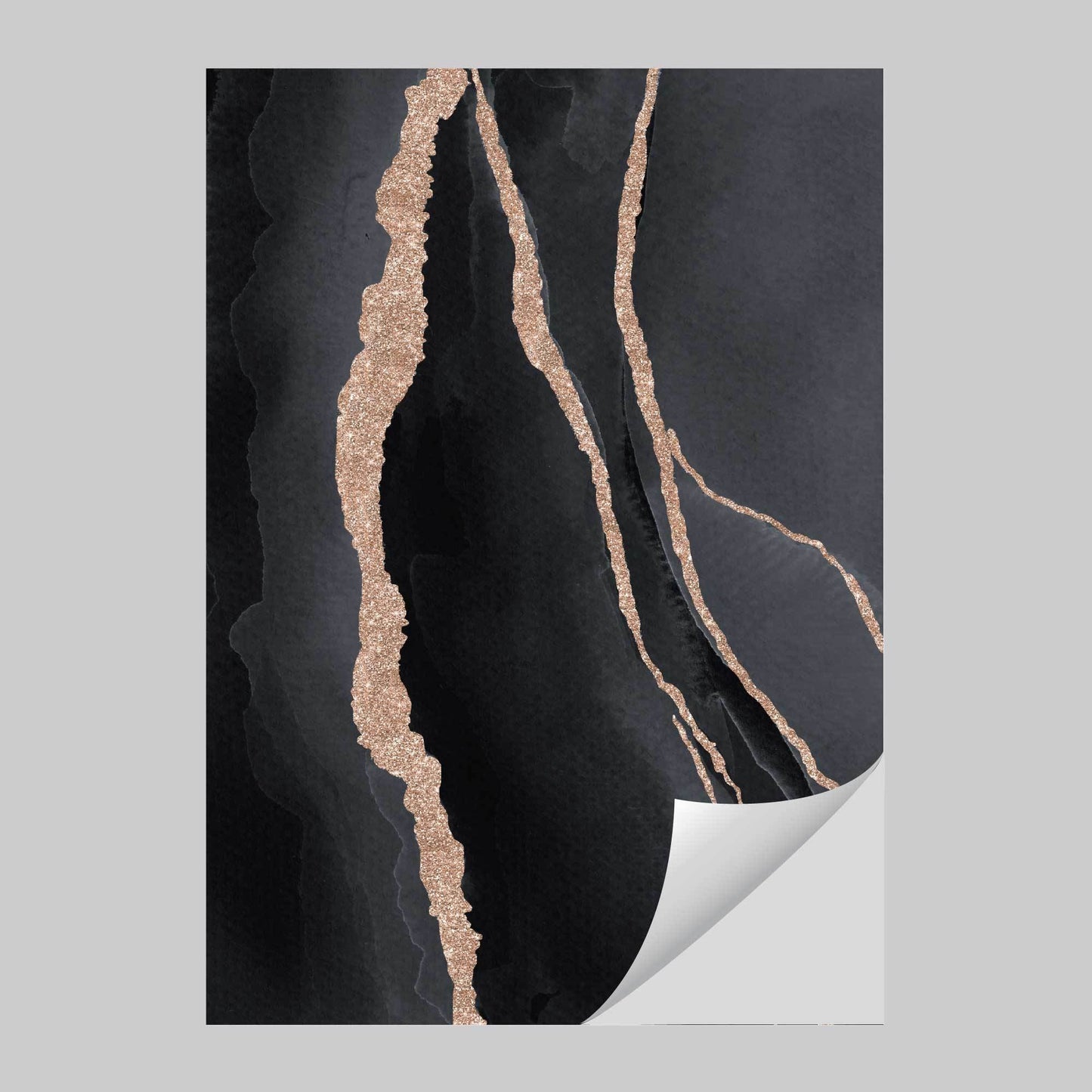 Abstrakter Kunstdruck in Schwarz und Gold Nr. 1