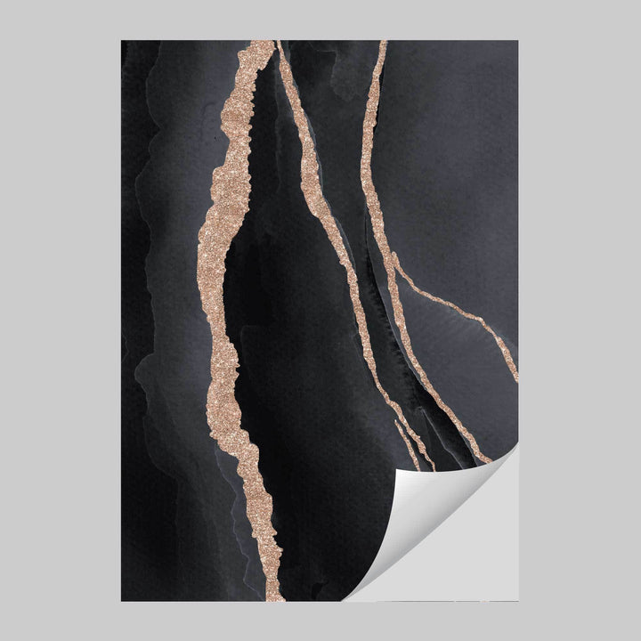 Abstrakter Kunstdruck in Schwarz und Gold Nr. 1