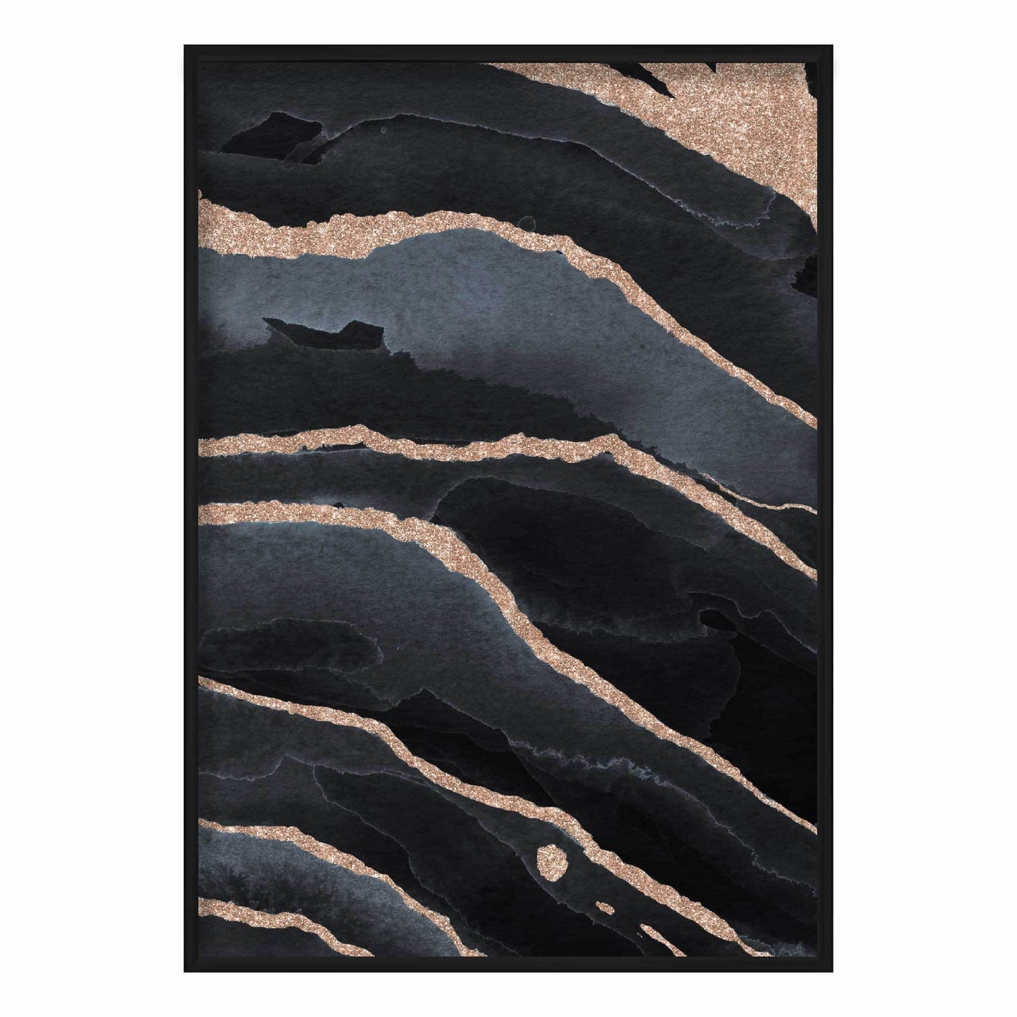 Abstrakter Kunstdruck in Schwarz und Gold Nr. 2