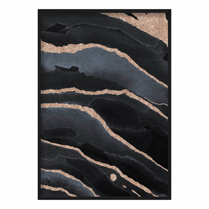 Abstrakter Kunstdruck in Schwarz und Gold Nr. 2