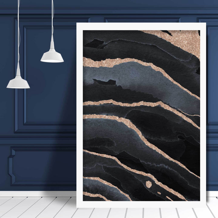 Abstrakter Kunstdruck in Schwarz und Gold Nr. 2