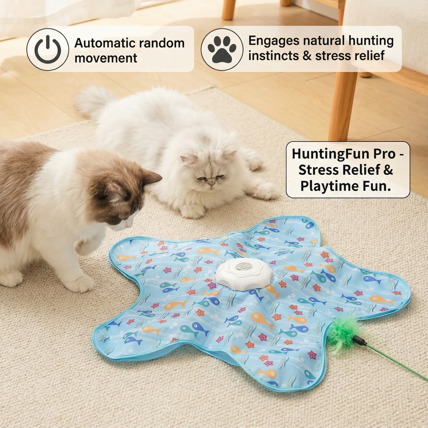 HuntingFun Pro – Automatisches Katzenspielzeug zur Stressbewältigung und Spielzeitspaß Karnz