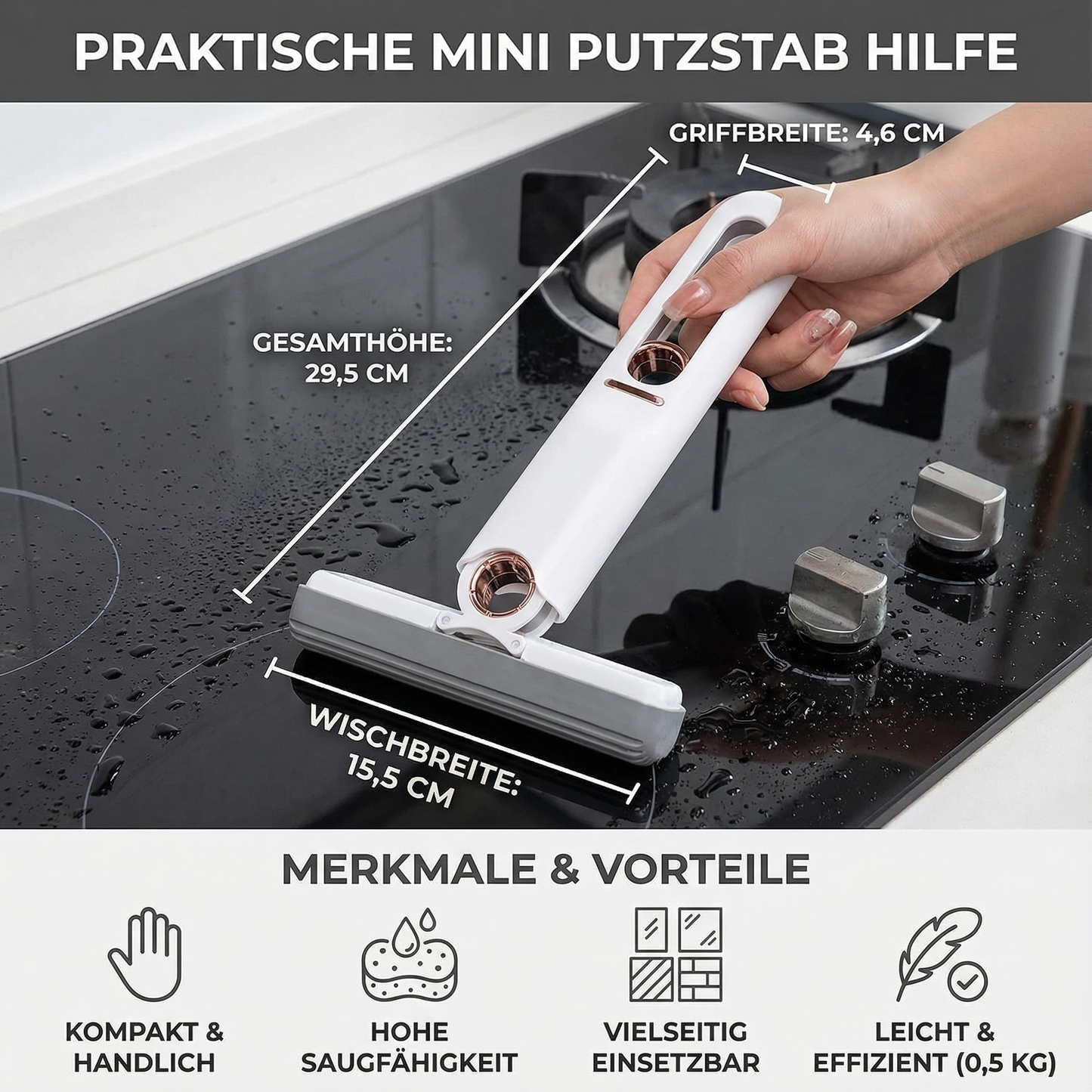 Mini Putzstab mit Wasserabzieher | Karnz