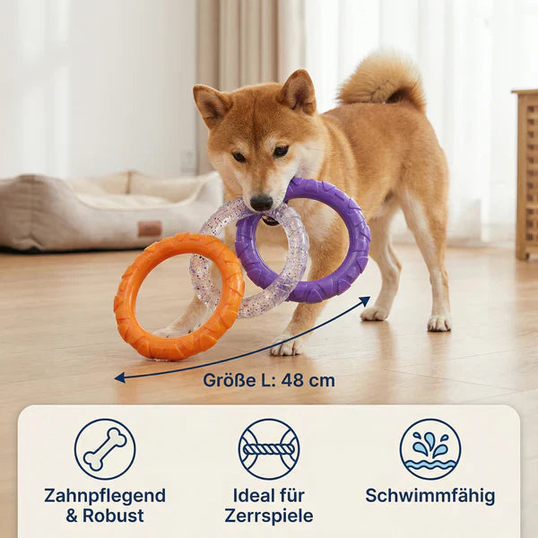 3-Ring-Kauspielzeug für Hunde robust und zahnfreundlich Karnz