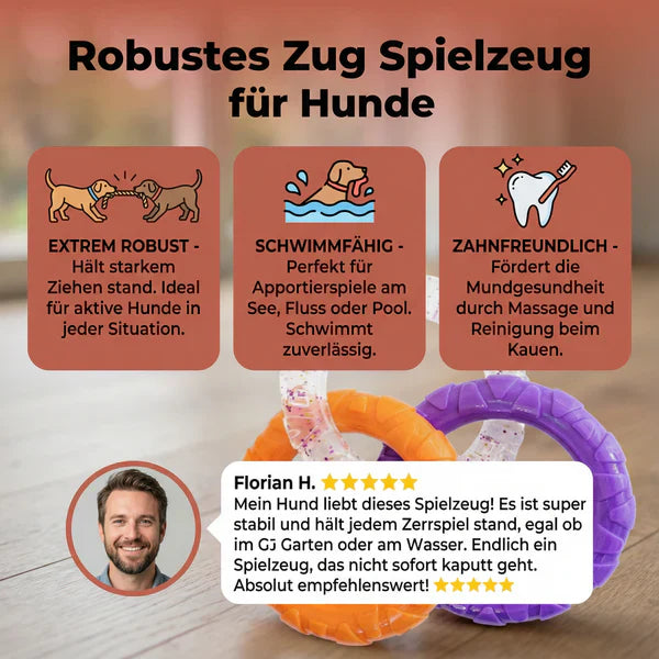 3-Ring-Kauspielzeug für Hunde robust und zahnfreundlich Karnz