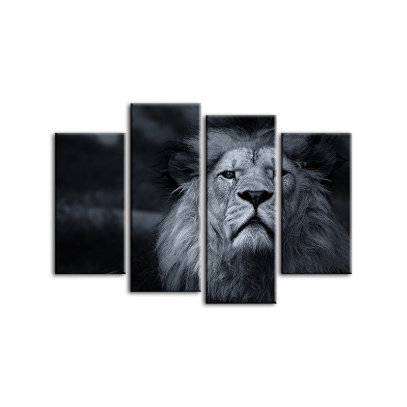 4 Teile Grau-Papier Lion - Leinwand Wandkunst Malerei