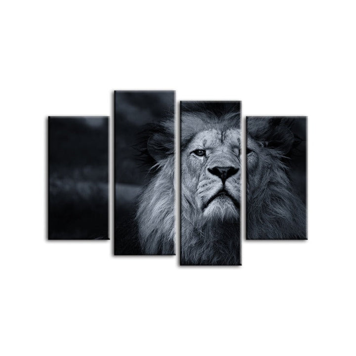 4 Teile Grau-Papier Lion - Leinwand Wandkunst Malerei