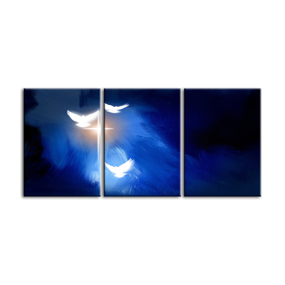 Glänzende Tauben, 3-teiliges Leinwandbild