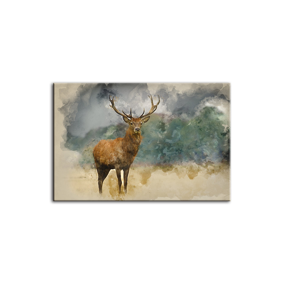 Aquarell-Motiv: Präriehirsch – Leinwandbild