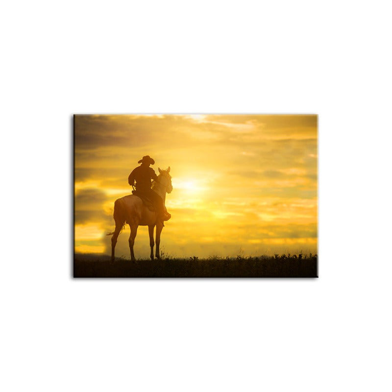 Ein Cowboy und sein Pferd - Canvas Wandkunst Gemälde