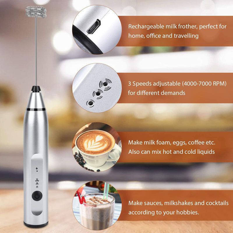 Kabellose Milchaufschäumer Elektrischer Handmixer Mit USB | Karnz