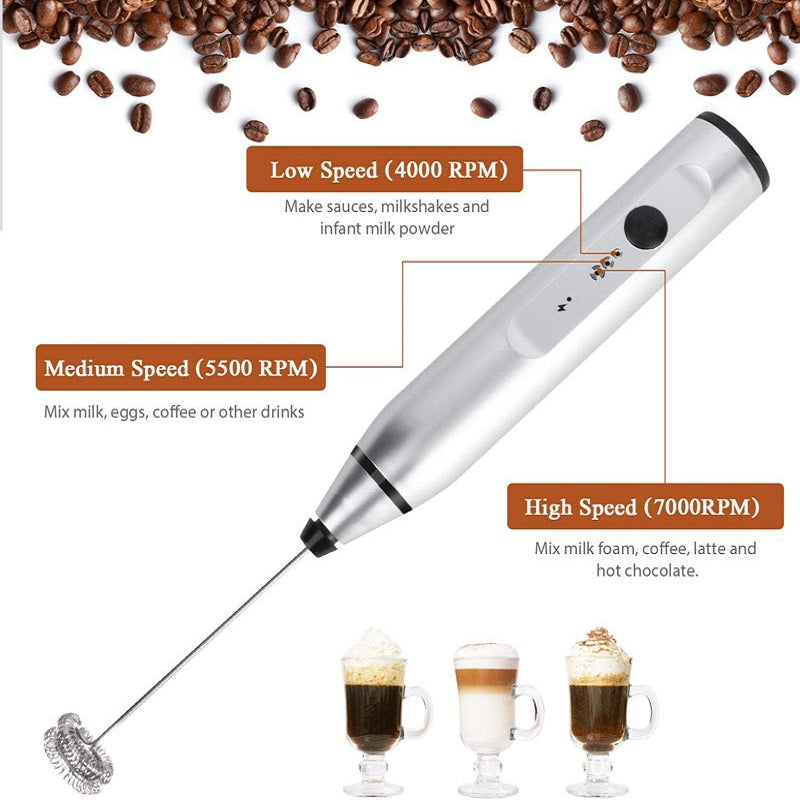 Kabellose Milchaufschäumer Elektrischer Handmixer Mit USB | Karnz