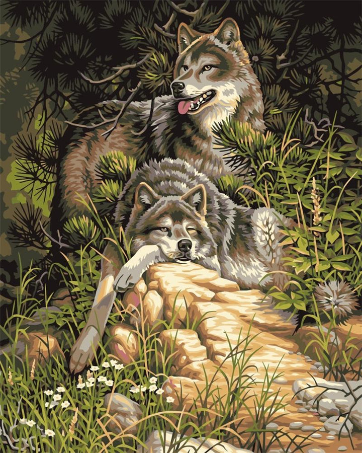 Lounging Wolves - Van-Go Malen-nach-Zahlen Set | Karnz