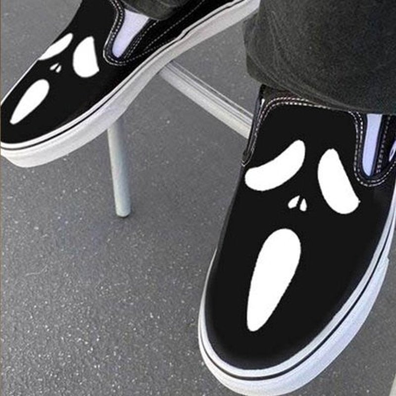 Lässige Slipper aus Leinen mit Totenkopf