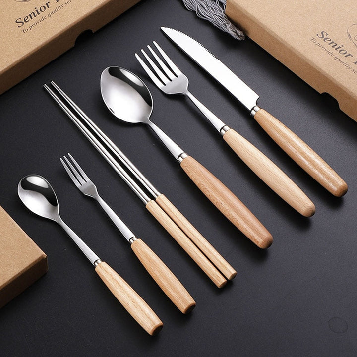 Holzgriff Besteck Tragbares Set | Karnz